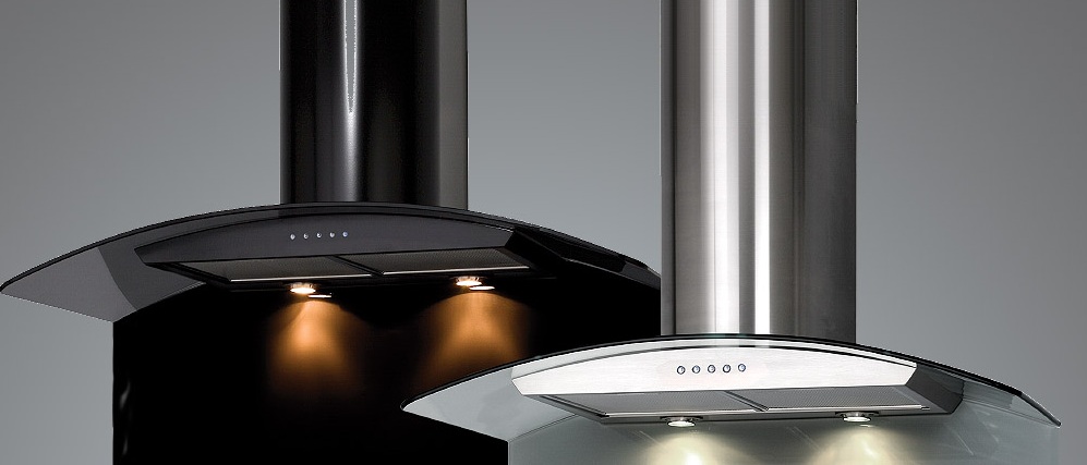 Curved glass cooker hoods - wall mounted